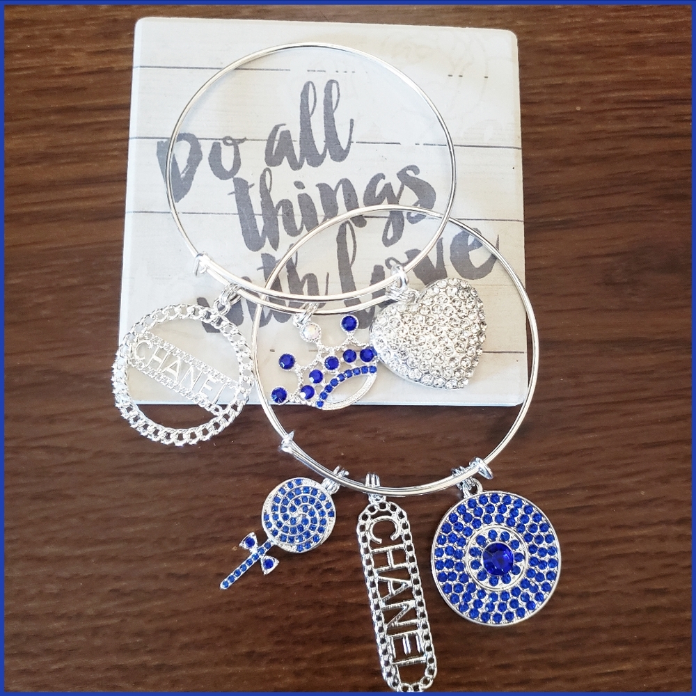 Blue & Silver Bangle Set